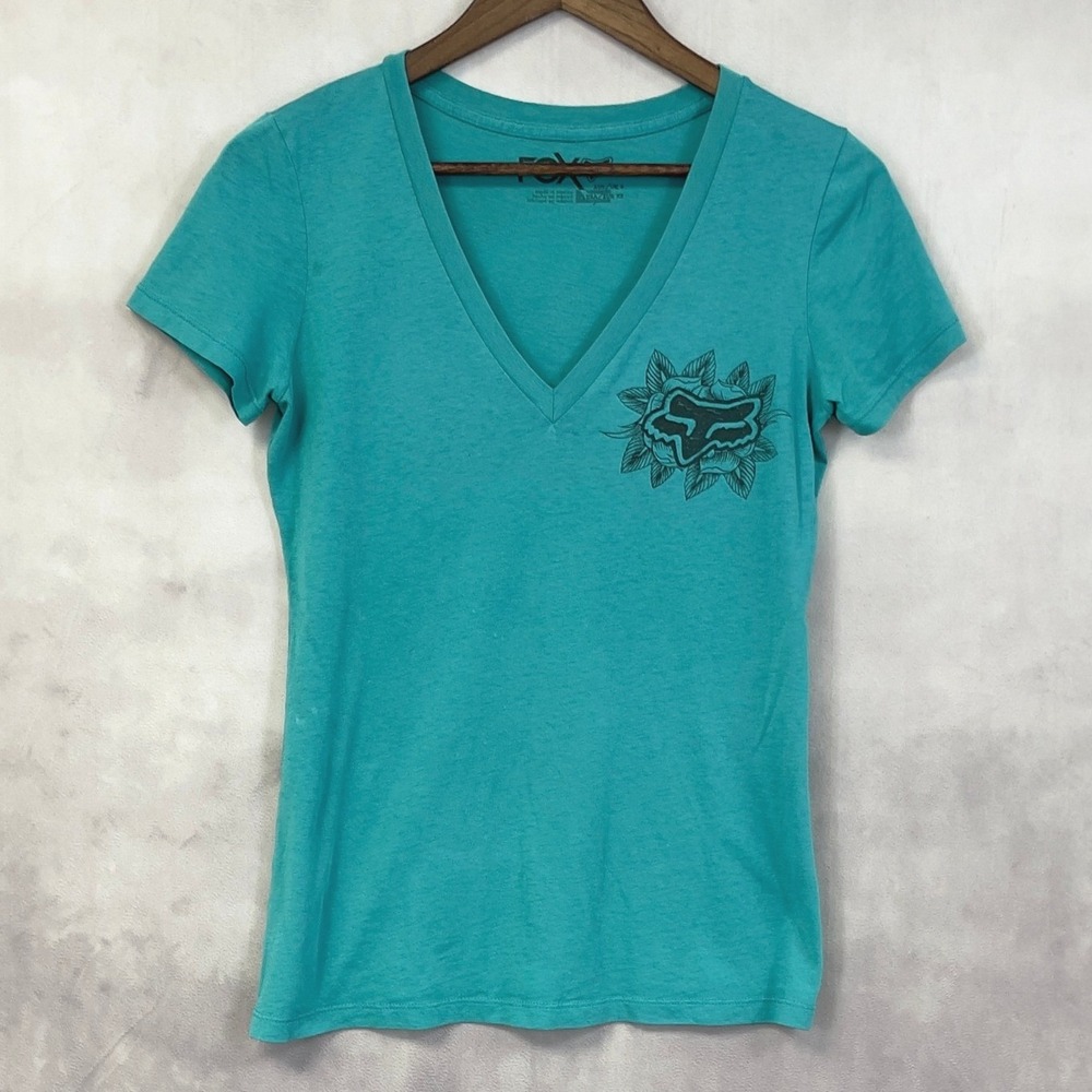 Fox Racing Baby Tee Womens XS Y2K Stretch Motocore Skater Retro Grunge Tattoo - Picture 11 of 11